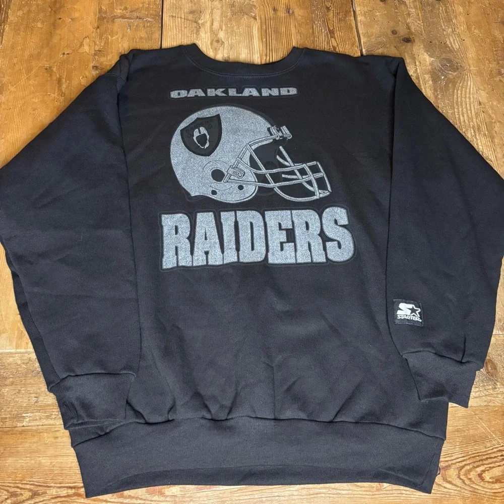 Vintage Starter Oakland Los Angeles Raiders Crewneck Sweatshirt NFL - Picture 2 of 10
